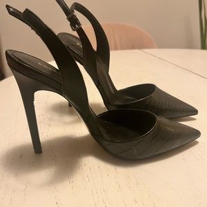 Black sling back pumps